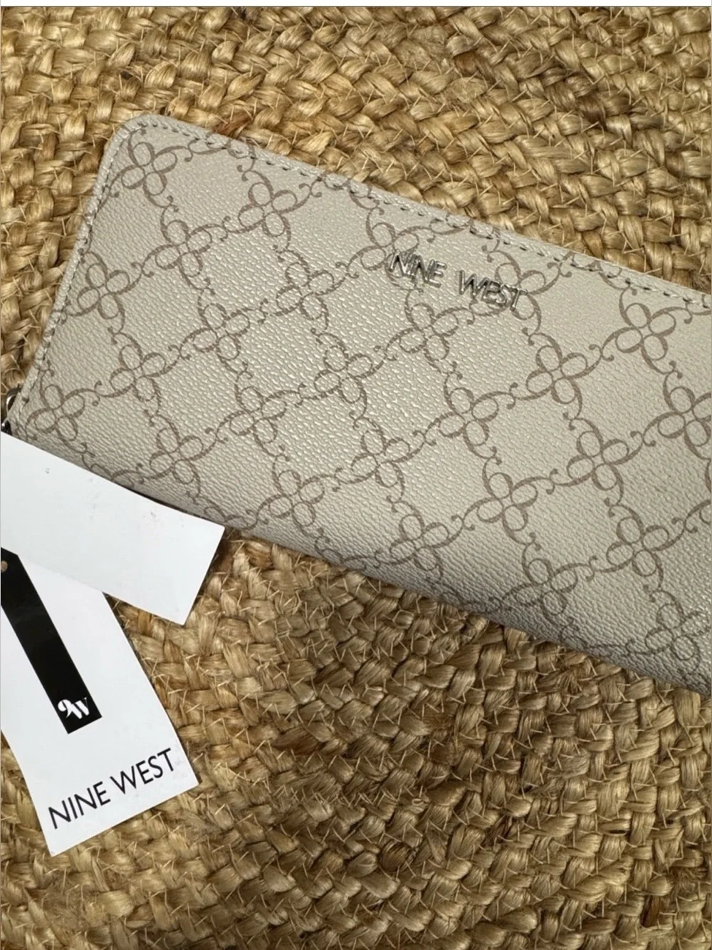 Nine West Neutral Logo-Print Zip Wallet